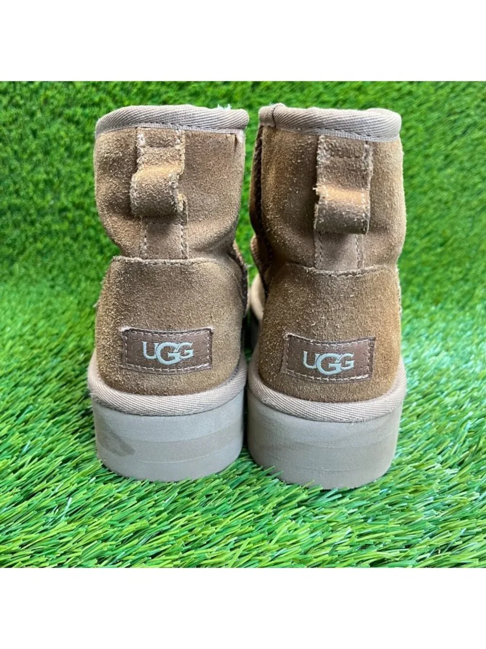 UGG Classic Mini Platform Boys Size 3Y Brown Outdoor Suede Pull On Ankle Boots